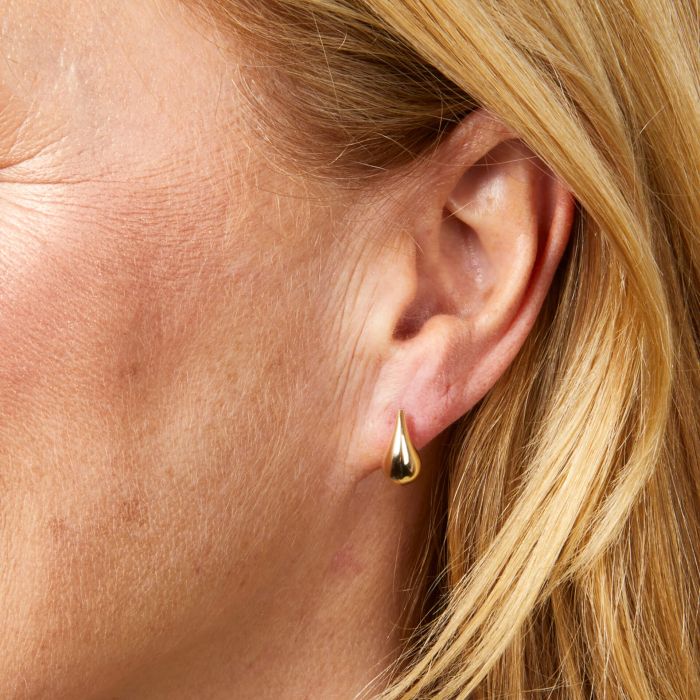 9ct Gold Plain Teardrop Stud Earrings - Image 2
