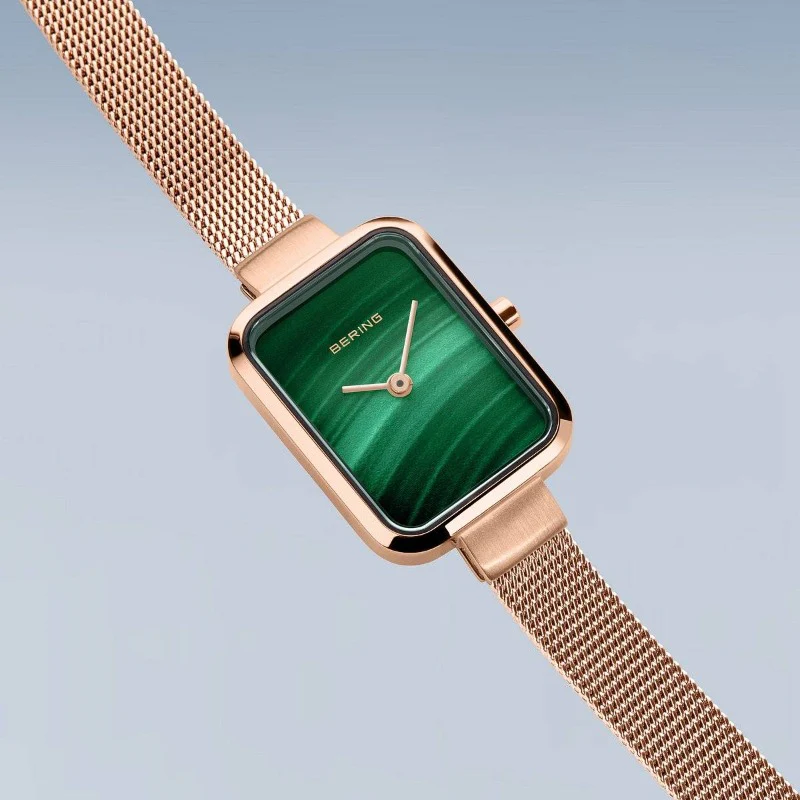Bering Ladies Petite Square Watch in Rose Gold Malachite 14520-368 - Image 3