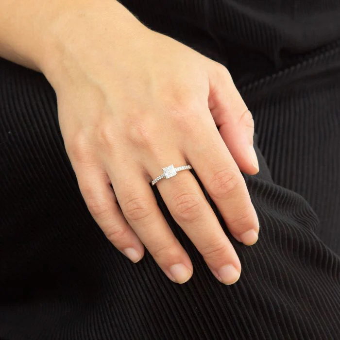 Diamonfire Princess Cut Cubic Zirconia Pave Ring - Image 3