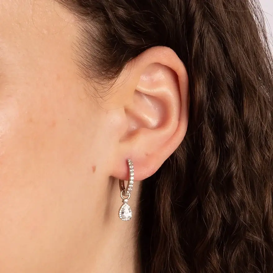 Diamonfire Zirconia Teardrop Charm Hoop Earrings - Image 2