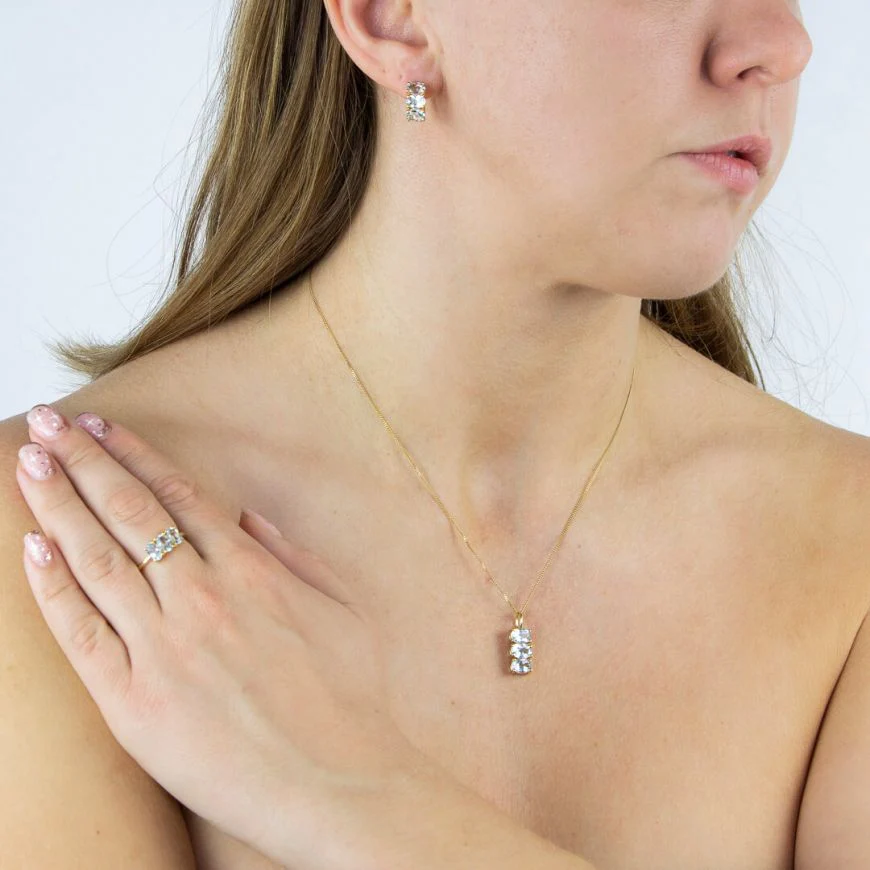 Gold Vermeil Blue Topaz Hoop Earrings - Image 3