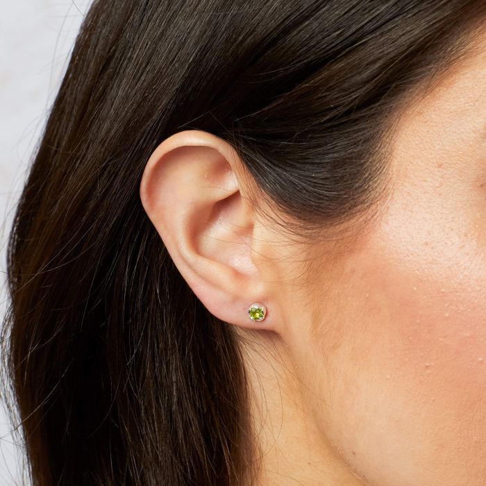 Laura Ashley Green Peridot Petal Stud Earrings - Image 2
