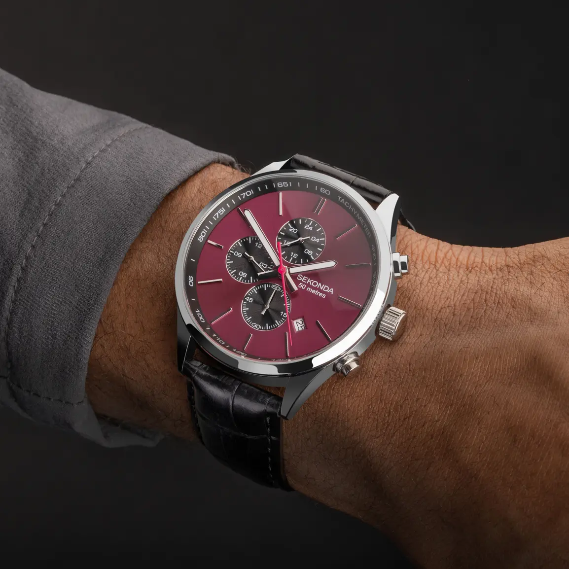 Sekonda Men's Endurance Chronograph Watch Red Dial 1938 - Image 3