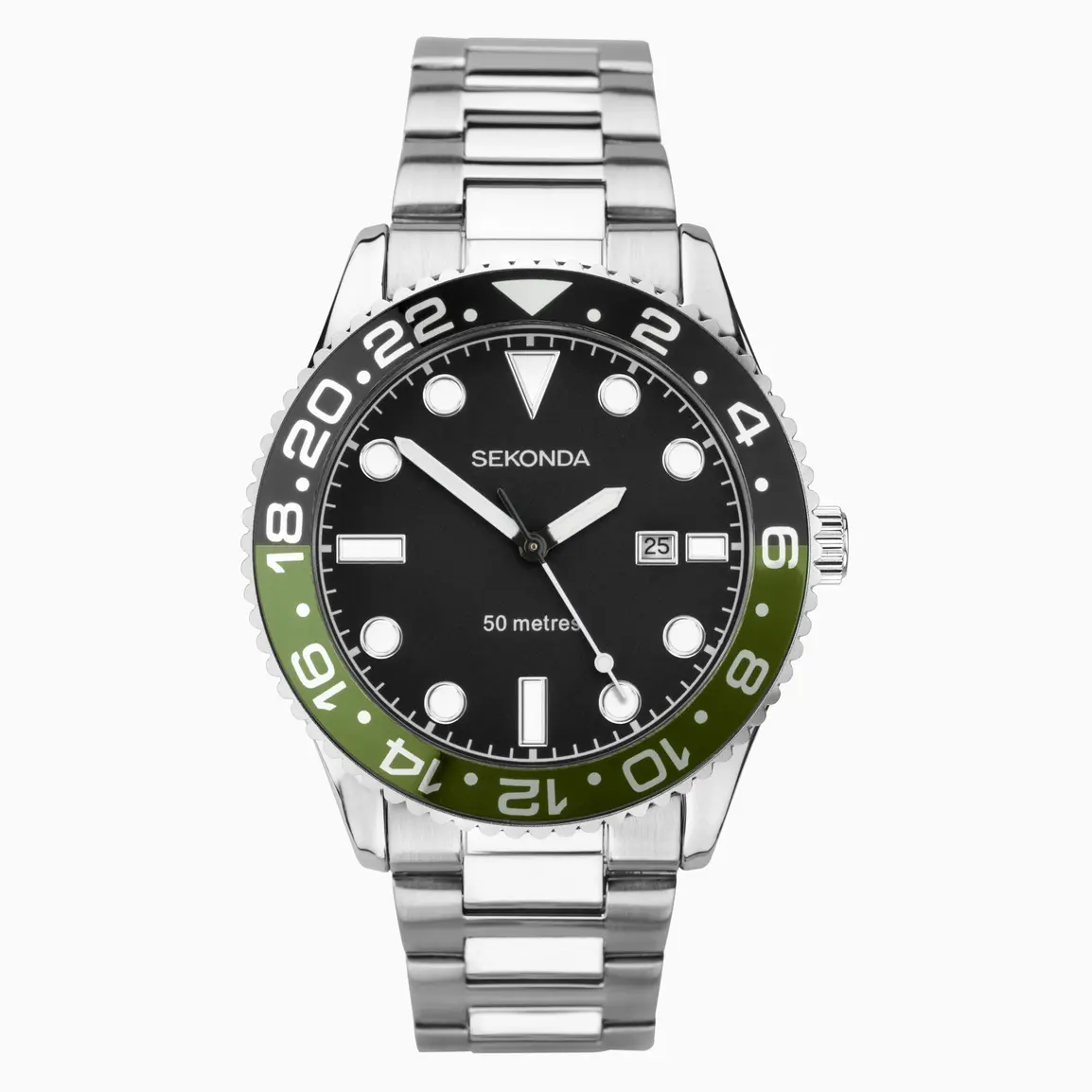 Sekonda Ocean Men’s Watch with Black Dial Green Bezel (30197)