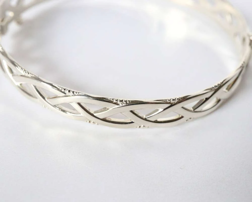 Silver Celtic Hinged Bangle