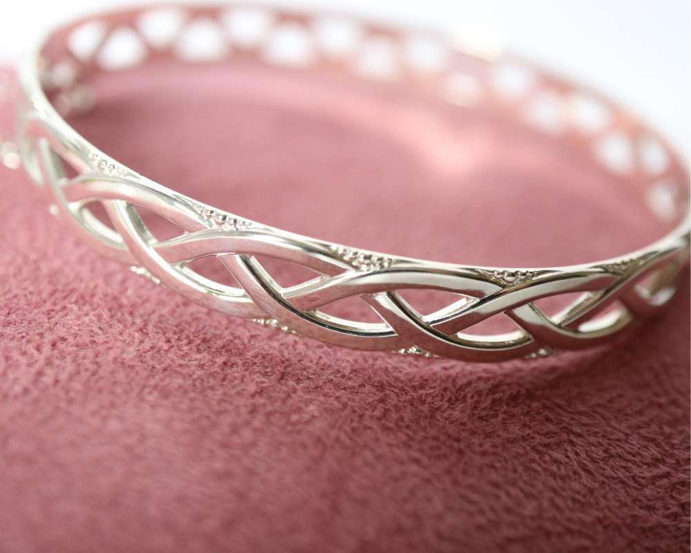 Silver Celtic Hinged Bangle - Image 4