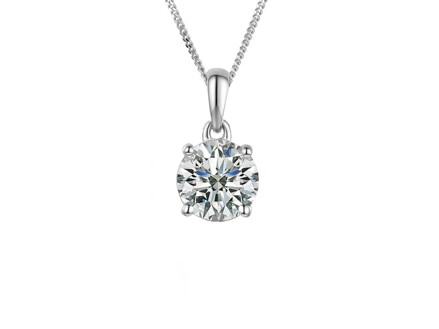 Silver Cubic Zirconia Four Claw Solitaire Pendant