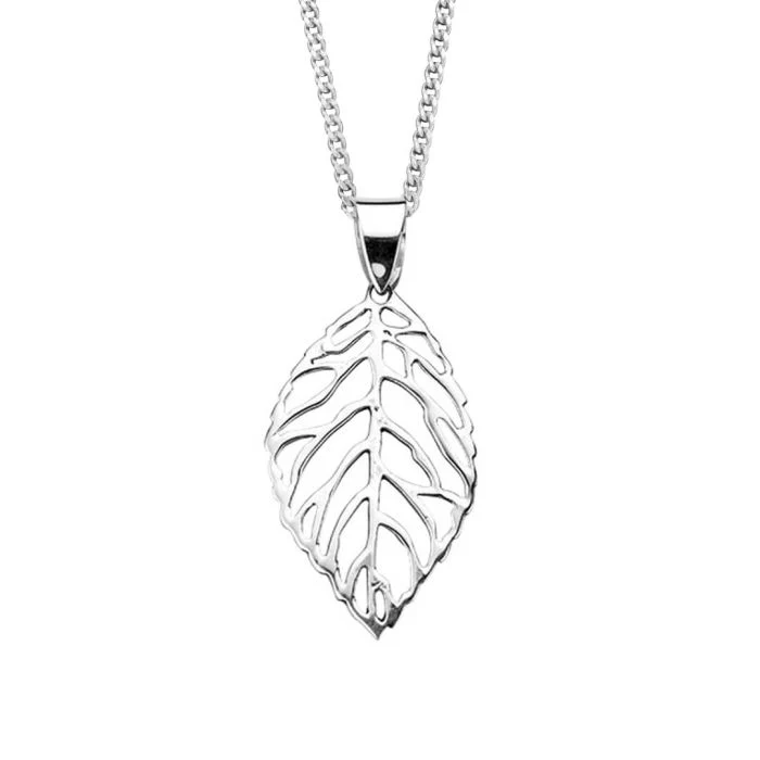 Silver Cut Out Leaf Pendant and Chain