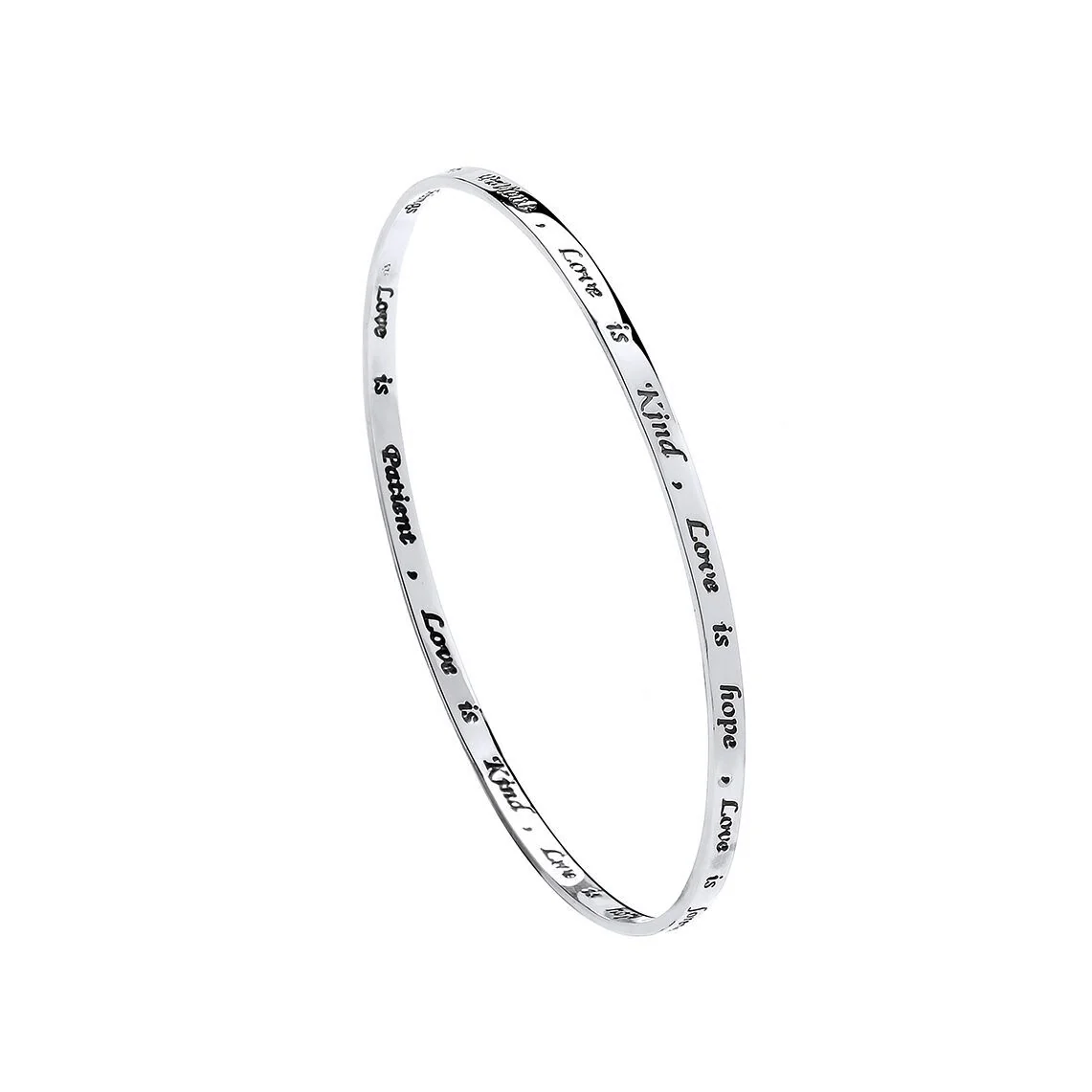 Silver 'Love' Messages Bangle