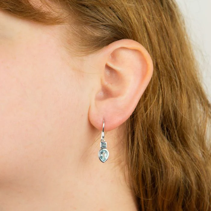 Silver Multi Blue Topaz Iris Drop Earrings - Image 2
